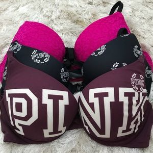 THREE PINK BOMBSHELL BRAS